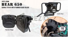 Fit For Royal Enfield Bear 650 Canvas and Leather Pannier Bags With Saddle Stays - SPAREZO